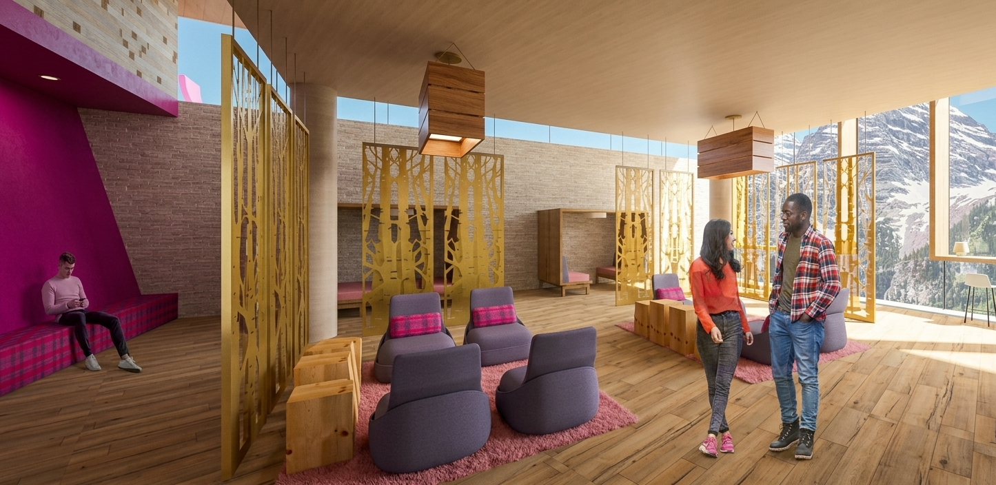 Work and relax space with scenic views.
